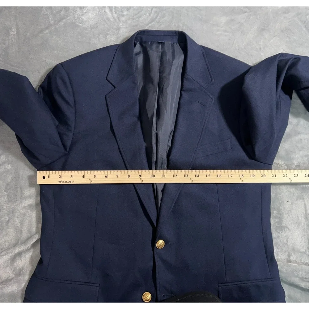 J Crew Thompson University Blazer Mens 42R Suit Jacket Navy Blue Gold Buttons